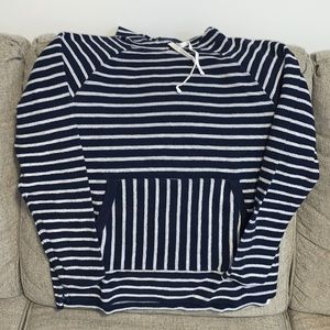 Jcrew French terry hoodie in blue stripes